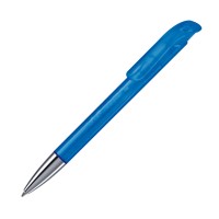 Kugelschreiber Atlas Transparent mit Metallspitze, Transparent / Blau