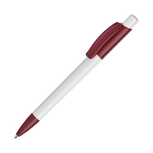 Ball pen Kamal hardcolour, White / Dark Red