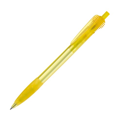 Cosmo ball pen transparent rubber round clip, Transparent / Yellow
