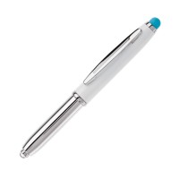 Balpen Shine stylus metaal, Wit / Lichtblauw