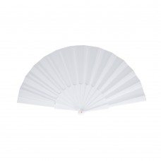 Made to order - Hand fan plastic & polyester all over print, White