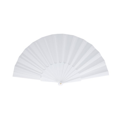 Made to order - Hand fan plastic & polyester all over print, White