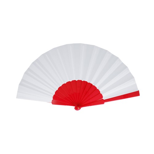 Made to order - Hand fan plastic & polyester all over print, Red
