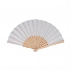 Made to order - Hand fan wood & R-PET all over print, White/transparent