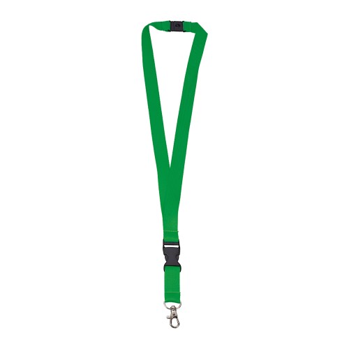 Polyester lanyard 20mm with buckle and hook, Green 348C