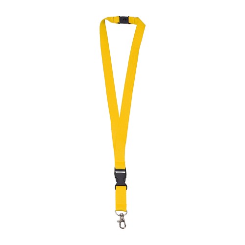 Polyester lanyard 20mm with buckle and hook, Yellow 012C Polyester lanyard 20mm with buckle and hook, Yellow 012C