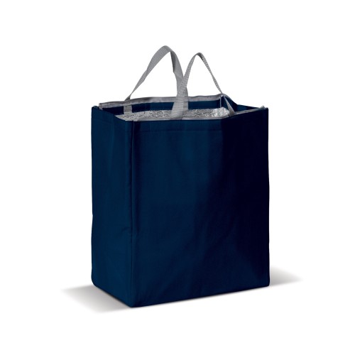 Große Kühltasche aus Non Woven 32.5 x 19.5 x 39 cm. 100 g/m², Dunkelblau Große Kühltasche aus Non Woven 32.5 x 19.5 x 39 cm. 100 g/m², Dunkelblau