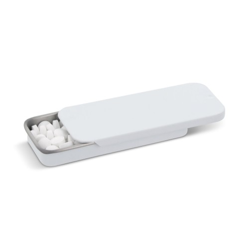 Mini sliding tin peppermint box, White