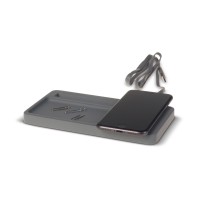 Limestone Desk organizer with wireless charger 5W, Grijs