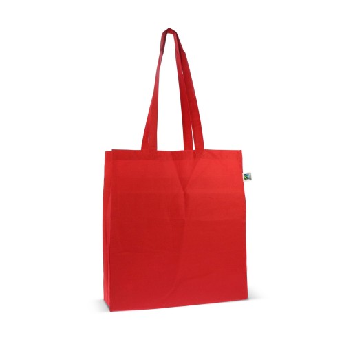 Fairtrade katoenen tas gekleurd lang 140g/m² 38x10x42cm, Rood