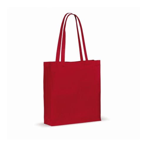 Draagtas gerecycled katoen met bodem 140g/m² 38x10x42cm, Rood