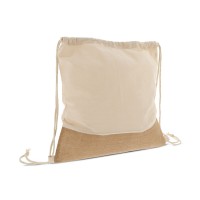 Rucksackbeutel Jute mit Baumwollschnüren 38x41cm, Ecru