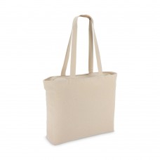 Baumwoll-Tragetasche mit Reißverschluss OEKO-TEX® 47 x 11 x 35cm 320g/m², Ecru
