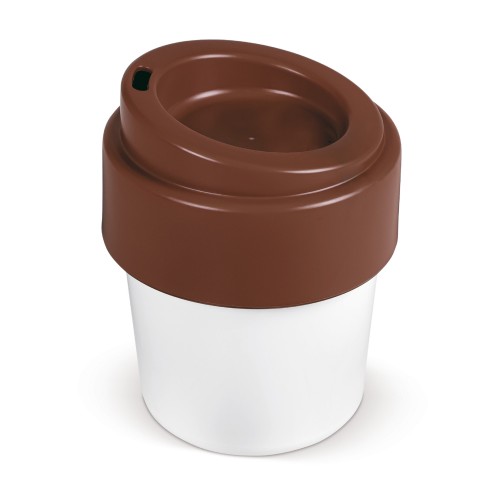 Coffee cup Hot-but-cool with lid 240ml, White / Brown