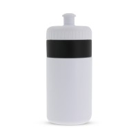 Sportbidon met rand 500ml, Wit / Zwart