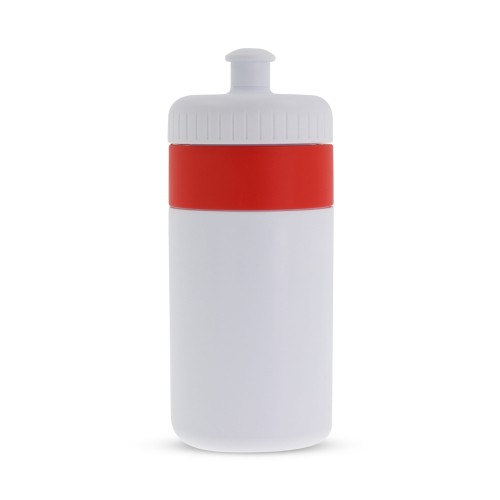Sports bottle with edge 500ml, White / Red