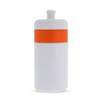 Sportbidon met rand 500ml, Wit / Oranje