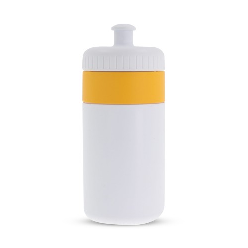 Sports bottle with edge 500ml, White / Yellow