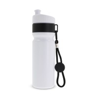 Sports bottle with edge and cord 750ml, White / Black