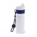 Sports bottle with edge and cord 750ml, White / Dark blue