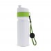 Sportflasche mit Rand und Kordel 750ml, Weiss / Hellgrün