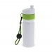 Sportflasche mit Rand und Kordel 750ml, Weiss / Hellgrün