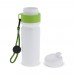 Sportflasche mit Rand und Kordel 750ml, Weiss / Hellgrün
