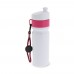 Sportbidon met rand en koord 750ml, Wit / Roze