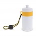 Sportbidon met rand en koord 500ml, Wit / Geel
