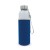 Water bottle glass with sleeve 500ml, Transparent / Light Blue