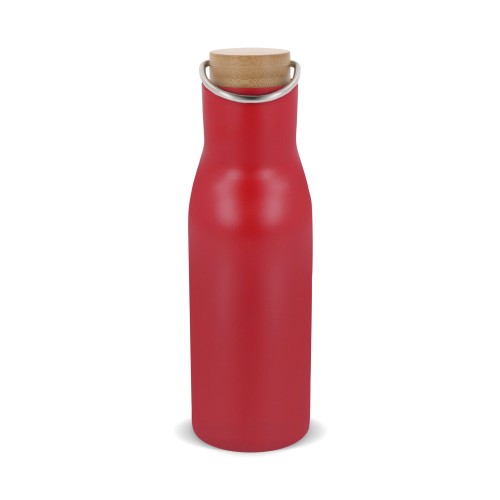 Thermo bottle with bamboo lid 500ml, Dark Red