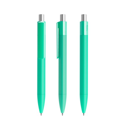 prodir DS4 Soft Touch PRR Push ballpoint pen, Mint Cream-Silver galvanised satin