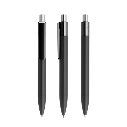 prodir DS4 Soft Touch PRR Push pen,  Zwart-Silver galvanised chrome