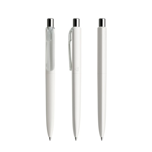 prodir DS8 PMM Push ballpoint pen, White-Silver chrome finish