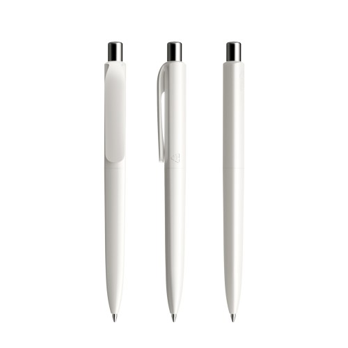 prodir DS8 PPP Push pen,  Wit-Silver chrome finish