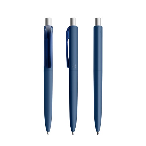 prodir DS8 Soft Touch PRR Push ballpoint pen, Sodalite Blue-Silver satin finish