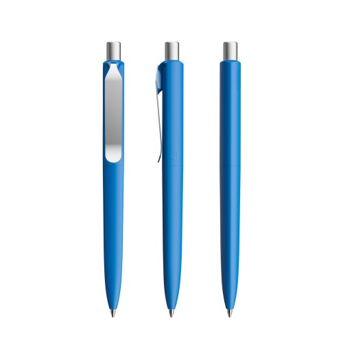 prodir DS8 Soft Touch PSR Push ballpoint pen, Atlantic Blue-Silver satin finish