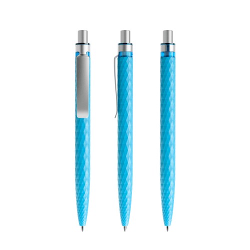 prodir QS01 PMS Push ballpoint pen, Cyan Blue-Silver satin finish
