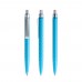 prodir QS01 PMS Push ballpoint pen, Cyan Blue-Silver satin finish