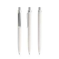 prodir QS01 PQS Push ballpoint pen, White Dolomite-Silver satin finish