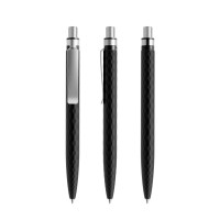 prodir QS01 PQS Push ballpoint pen, Black Carbon-Silver satin finish