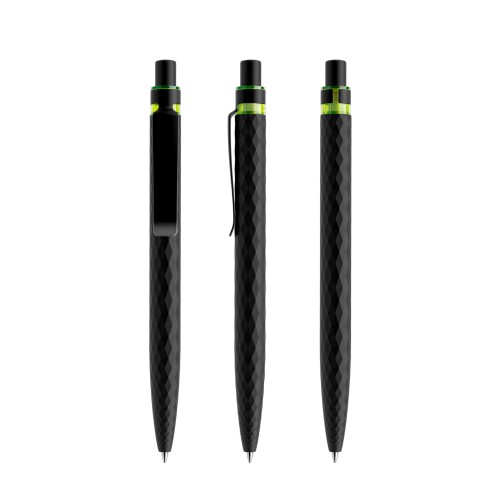 prodir QS01 PQS Push pen, Black Carbon-Black satin finish- Geel Green
