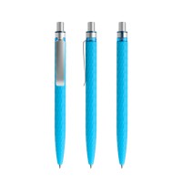 prodir QS01 Soft Touch PRS Push ballpoint pen, Cyan Blue-Silver satin finish