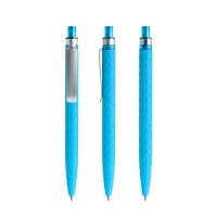 prodir QS01 Soft Touch PRS Push ballpoint pen, Cyan Blue-Silver