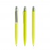 prodir QS01 Soft Touch PRS Push ballpoint pen, Yellow Green-Silver satin finish