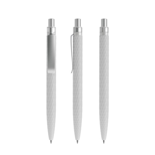 prodir QS01 Soft Touch PRS Push ballpoint pen, Concrete Grey-Silver satin finish