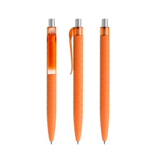prodir QS01 Soft Touch PRT Push pen,  Oranje-Silver satin finish