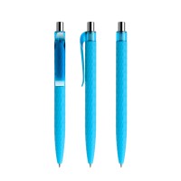 prodir QS01 Soft Touch PRT Push ballpoint pen, Cyan Blue-Silver chrome finish