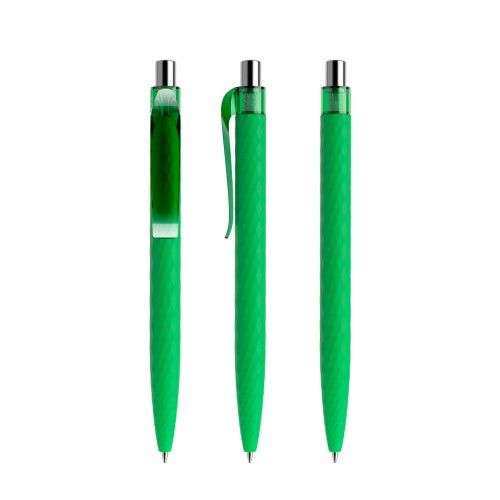 prodir QS01 Soft Touch PRT Push ballpoint pen, Bright Green-Silver chrome finish