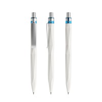 prodir QS20 PQS Push pen,  Wit Dolomite-Silver satin finish-Azurblau
